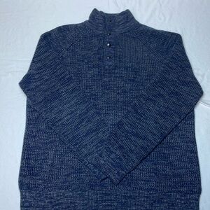 Men's Banana Republic Grey and Navy Marl Rib Knit Sweater